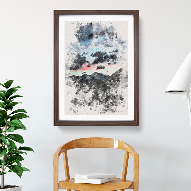 Mountain Below the Clouds - Framed Print, 33cm H x 24cm W x 2cm D, Walnut Framed