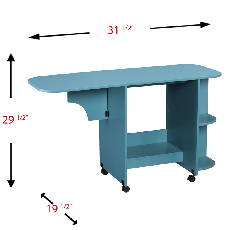 Duncan 51'' x 19'' Sewing Table with Sewing Machine Platform, Turquoise