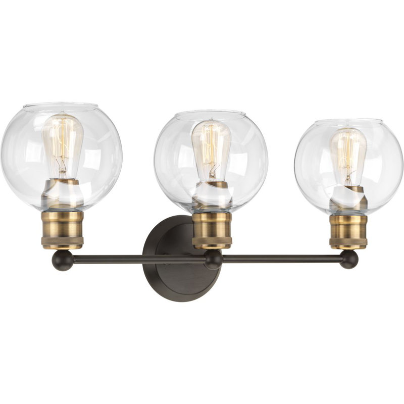 3 - Light Dimmable Vanity Light, Antique Bronze/Black