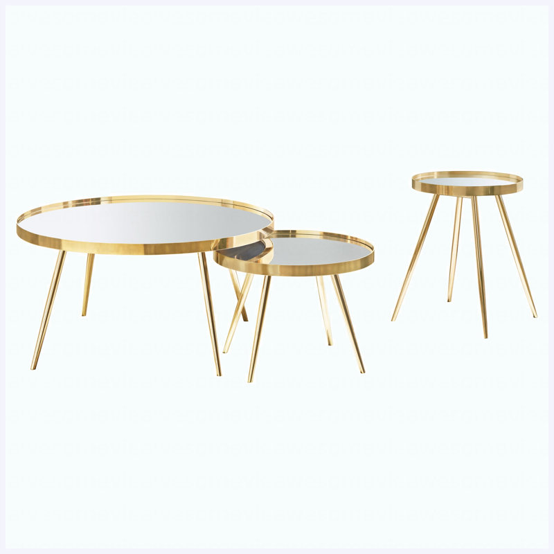 Ensemble de table basse et de bout moderne 3 pièces, ensemble complet de salon
