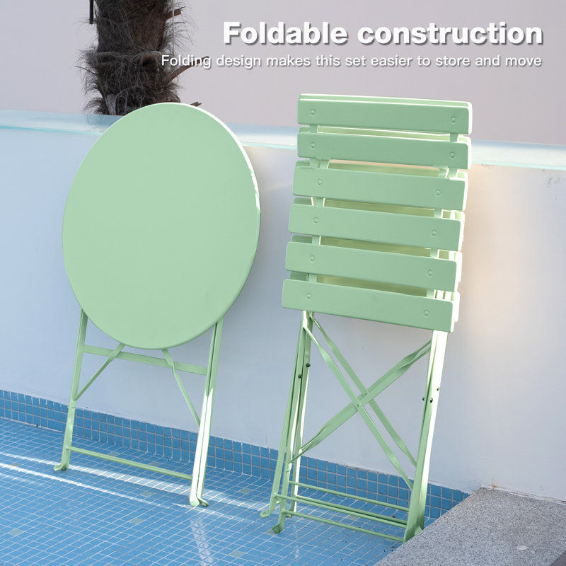 2 - Person Patio Dining Set with Round Table, Green