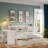 Wooden L-shape Daybed With Seven Storage Cabinets, Study Desk, Built-in Bookshelf And Two Drawers-641083148-641083151