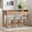 Ensemble de table de salle à manger 4 pièces avec 3 tabourets-213699379-255344729