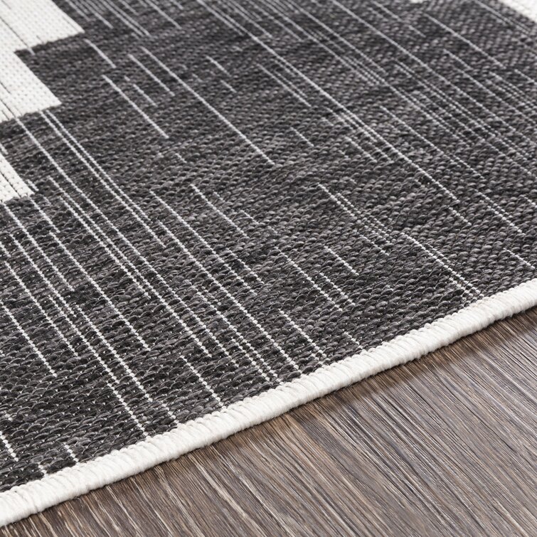 Mortimer Southwestern Charcoal Indoor/Outdoor Area Rug AllModern Rug Size: Rectangle 5'3 x 7'7