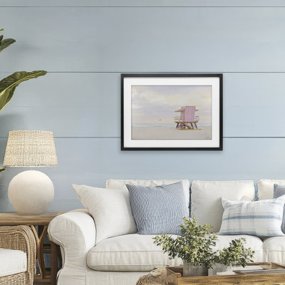 «Pink Paradise Beach», reproduction sous verre encadrée, design par Seven Trees Design