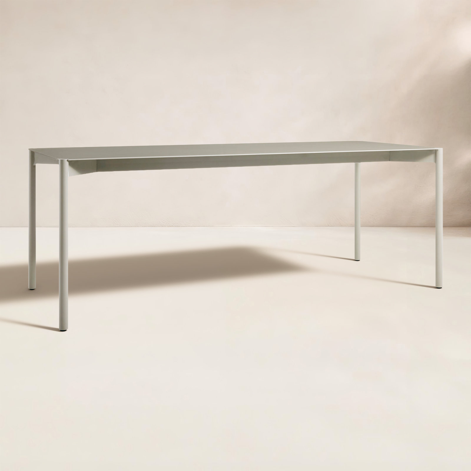 Comeuppance 80'' Metal Outdoor Dining Table, Putty