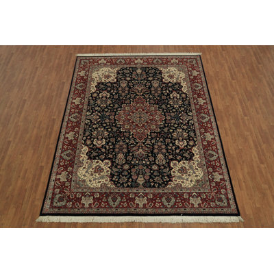 Luxurious Traditional Aubusson Rug with Rich Red and Navy Hues 9x12