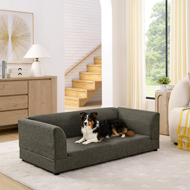 Confortable surdimensionné pour canines moyennes et grandes - Design moderne avec coussin pour chien gris foncé de 56,5 po x 26 po x 17 po