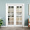 Porte coulissante escamotable 60x80 avec fermeture amortie, double porte coulissante 30x80 à 10 carreaux en verre clair avec joint de rail, panneau de porte à âme pleine, peignable et imperméable, utilisable comme porte de buanderie, porte de placard, porte de chambre, porte cachée