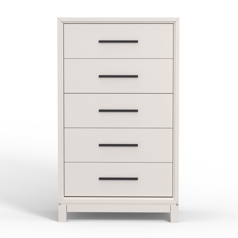 Commode 5 tiroirs l 28 po Wrightia, Blanc craie