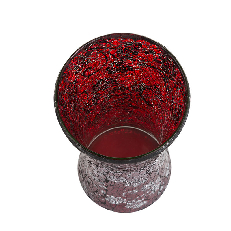 Thorne Handmade Glass Table Vase, Red Silver Rose