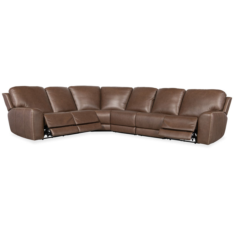 Nakima 6-Piece Upholstered Power Reclining Sectional, Chocolate, Right Hand Facing