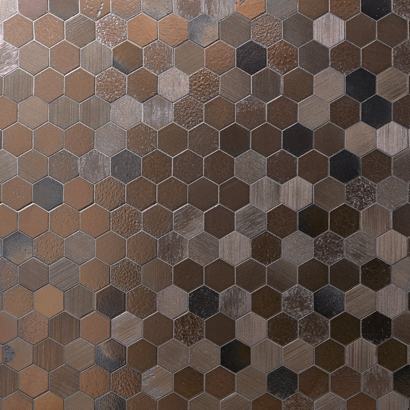Art Lava Hex Mosaic Tile (0.86 Sq. Ft. / Each), Dark Brown/Dark Grey