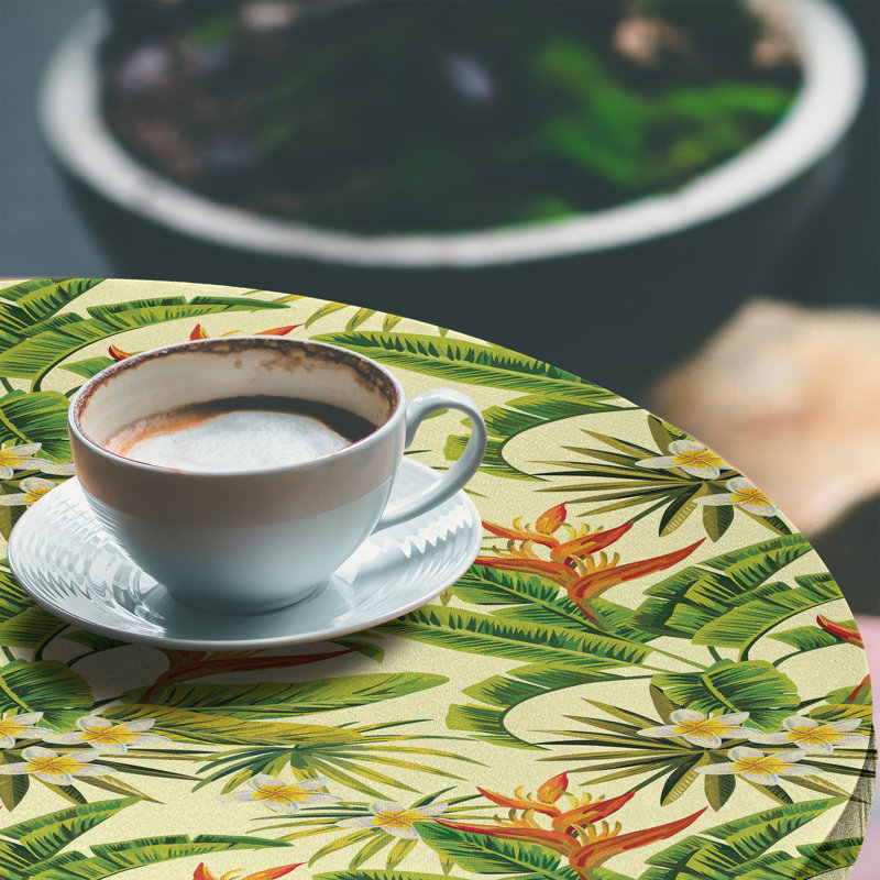 East Urban Home Tropical Fitted Round Tablecloth Multicolor, 67.72" Round