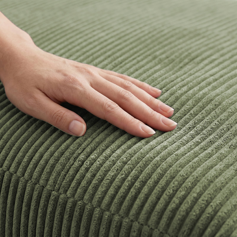 Pouf de compression de 31 po en velours côtelé rectangulaire avec repose-pieds et module modulaire pour canapé modulaire