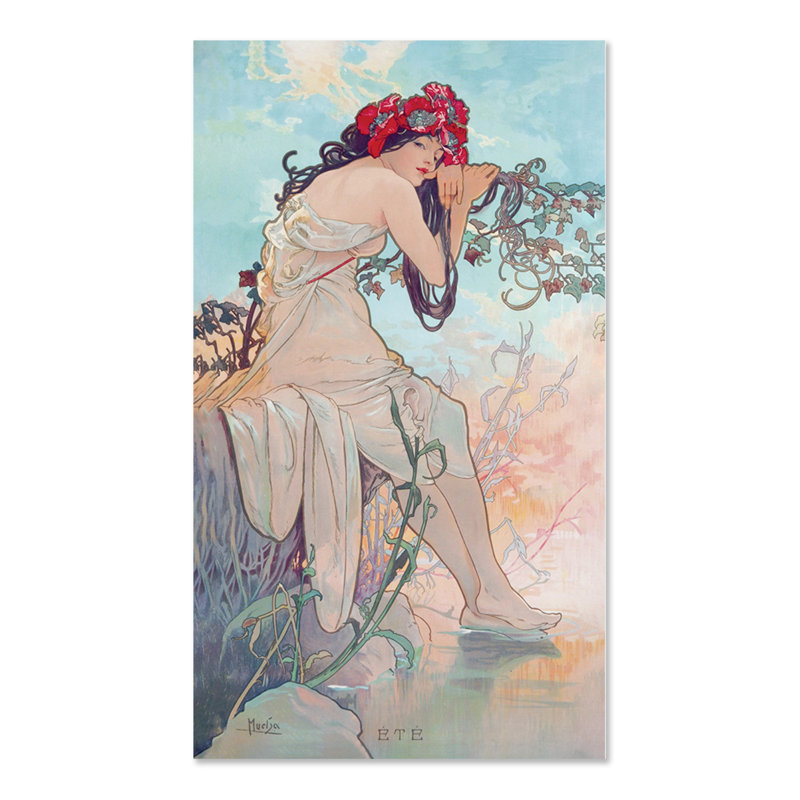 Estate by Alphonse Mucha - Rectangle Print on Canvas, 100cm H x 60cm W