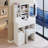 29.2" Small Size Left Drawer Desktop Vanity Table with Cushioned Stool and Brightness Adjust LED Mirror-113847158