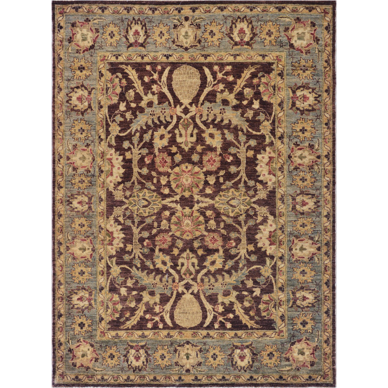 Tapis brun / beige en laine noué à la main Agra
