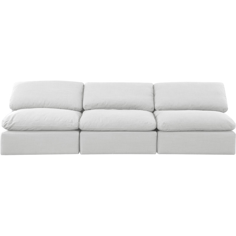 Canapé rembourré 105 po Itala, Tissu texturé en lin blanc