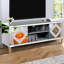 Meuble télé avec miroir intégré pour téléviseur de plus de 65 pouces, console argentée avec rangement ouvert et 2 étagères, meuble télé moderne pour salon, gain de place, indispensable