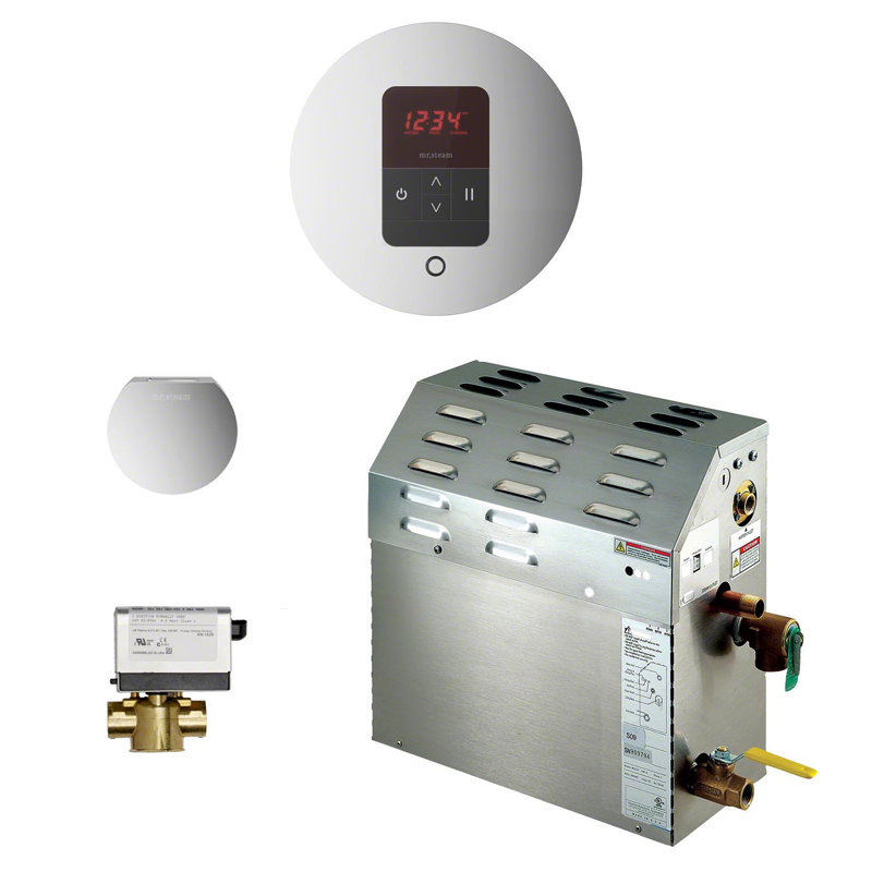 7.5kW Polished Chrome Steam Bath Generator Package