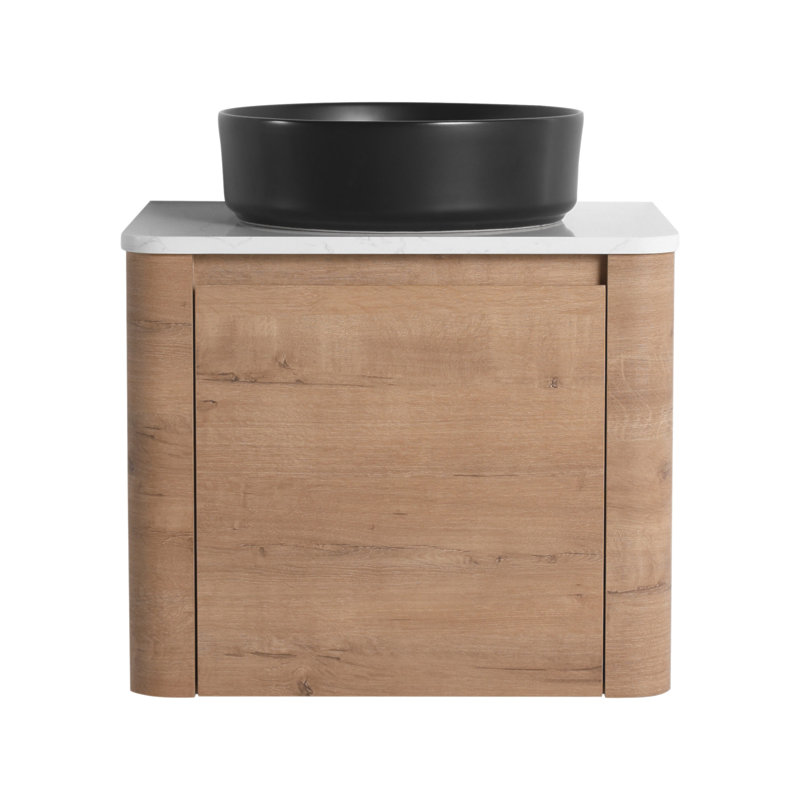Meuble-lavabo mural 24 po avec lavabo d'art en céramique et porte à fermeture en douceur, emballage KD, contreplaqué, 24"
