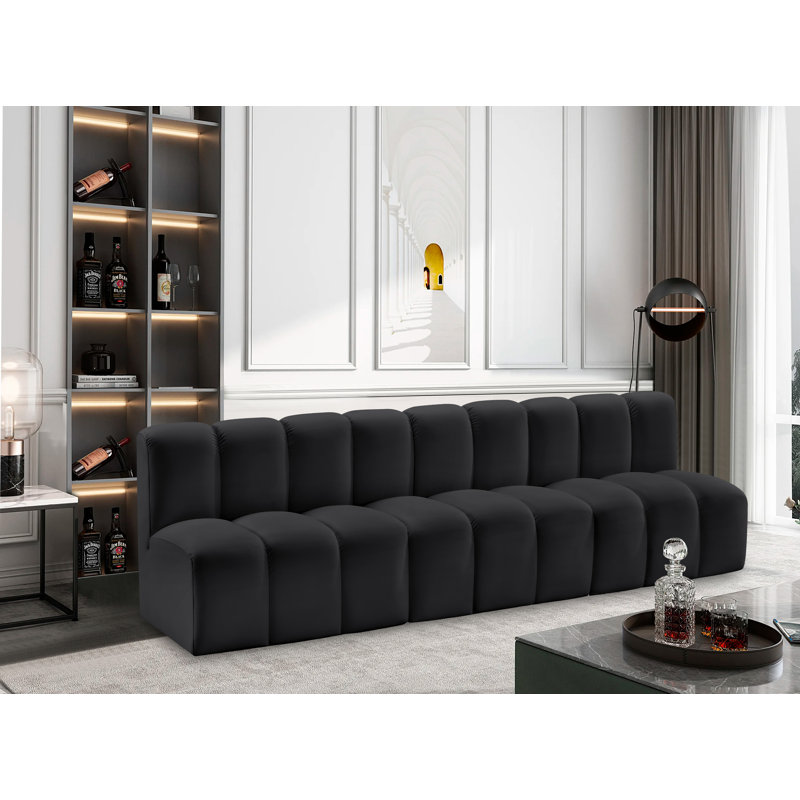 Canapé en cuir végétalien 89,5 po Izzac, Cuir végétalien noir
