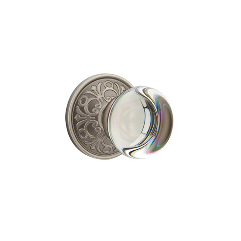 Ensemble de faux boutons Emtek avec rosette Lancaster et bouton en verre Providence, Étain