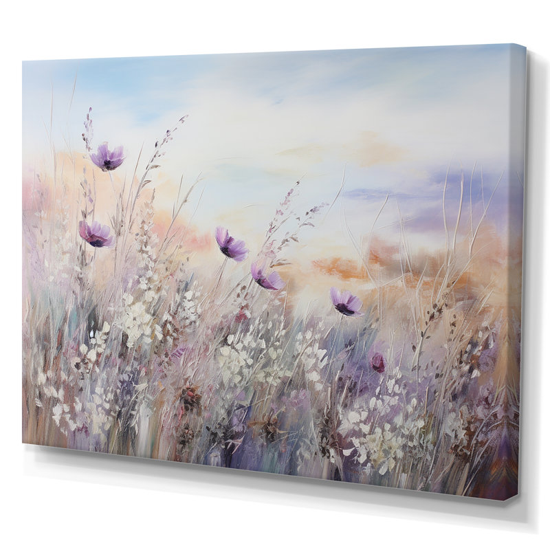 Impression sur toile encadrée Minimal Purple Herbs Country - Flowers, Toile tendue, H 34 po x l 44 po, Sans cadre