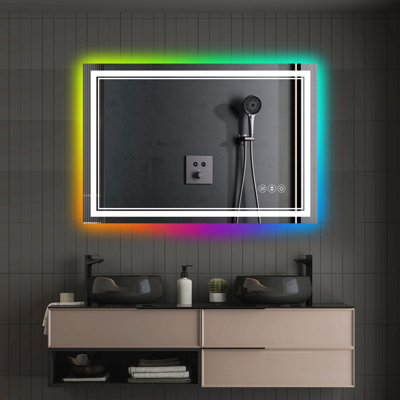 Miroir de salle de bain 48 "sans cadre à DEL 48", miroir intelligent, rétro-éclairage RVB