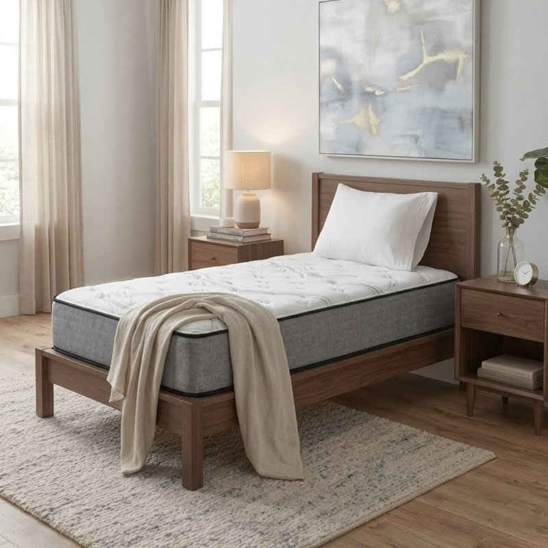 Sleep by Wayfair™ 10"/12"/14" Firm Hybrid Mattress, Extra-long Twin, Gray Waves, 14"