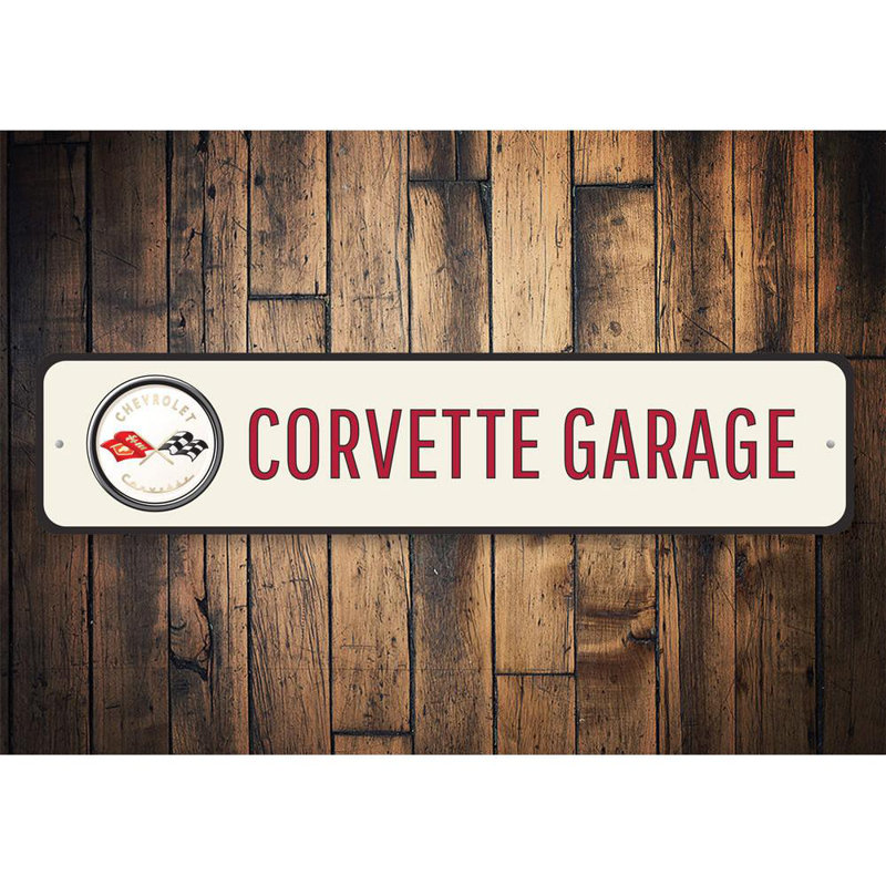 Enseigne de garage Corvette, H 6 po x l 24 po x P 0,06 po