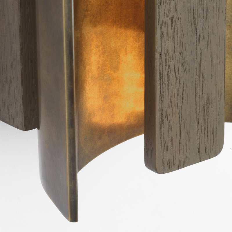 Anne-Marie Barton Remi 18" Sconce, Mottled Brass/Warm Walnut