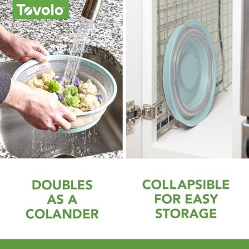 Tovolo Collapsible Microwave Splatter Cover Set of 2, Blue Haze Silicone Medium 10.5 Inch, Candy Apple Red