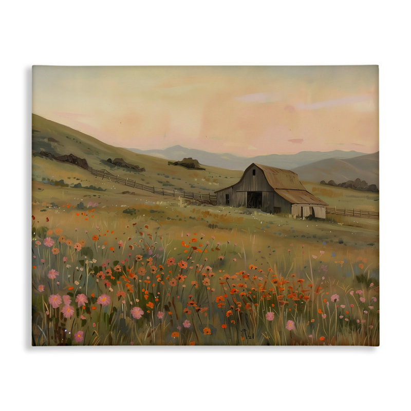 "Autumn Barn Pastoral View", art mural par Arlington Prints, H 36 po x l 48 po