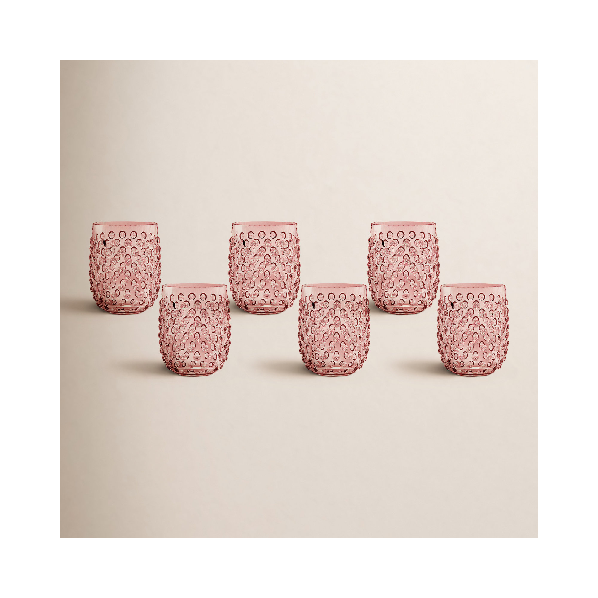 Hobnail Acrylic Stemless Wine Glass, Pink