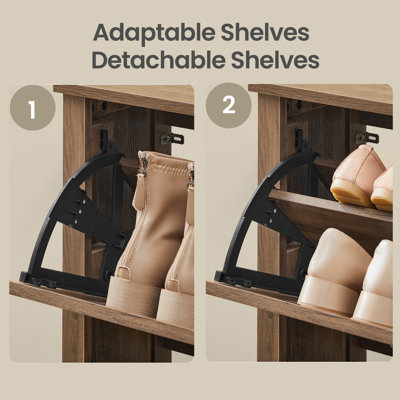 16 Pairs Shoe Storage Cabinet With 2 Flip Drawers