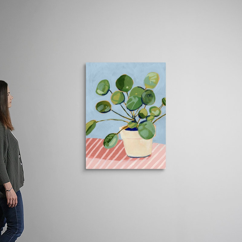 Plante sur toile rose I, art mural, Toile tendue, H 40 po x l 30 po