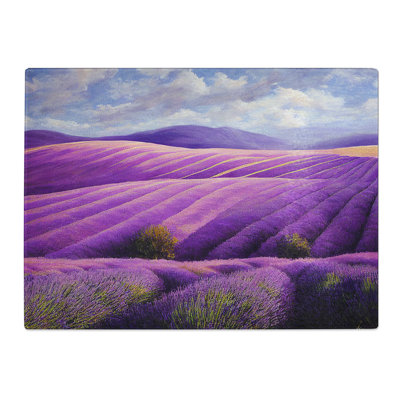 Brave Lavender Flower Field  Glass Chopping Board