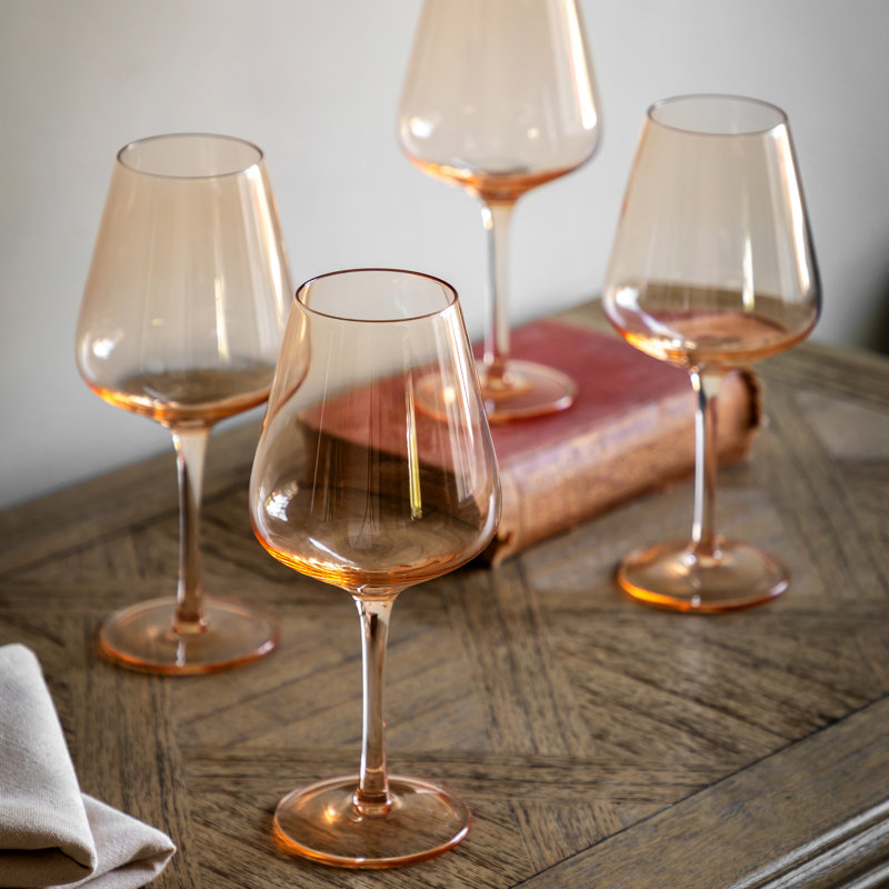 Wine Glass (4pk) 94x94x210mm, Amber