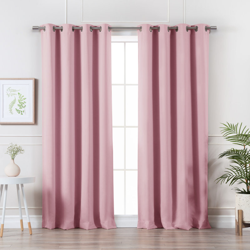 Schaeffer Solid Blackout Thermal Grommet Curtain Panels, Light Pink, 52" W x 84" L