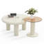 Beige Living Room Coffee Table , Round Edge, Straightforward Assembly And Use Modern In Cream For Area, Easy To Put Together