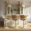 Swivel Upholstered Adjustable Height Bar Stool with Steel Frame