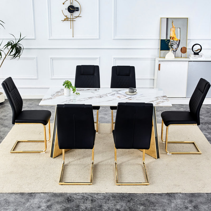Arrangements exquis de table en pierre frittée froide et de 6 chaises en polyuréthane