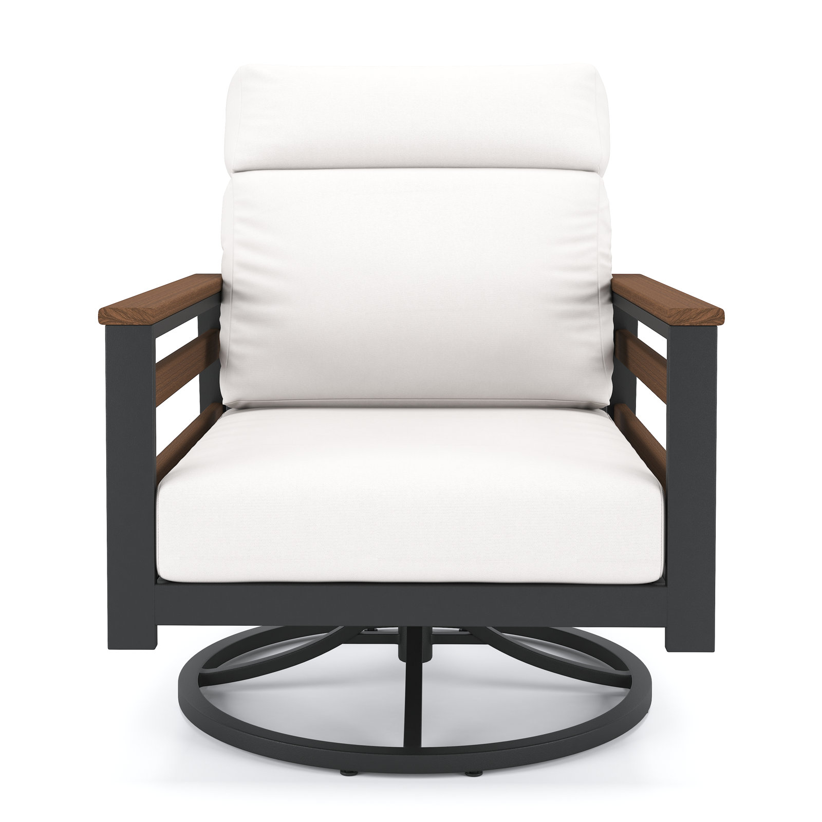 Townsend Sunbrella® Swivel Patio Lounge Chair, Canvas White, Brown