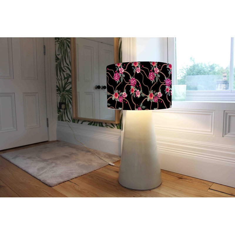 Chain and Flowers 25 cm H Drum Cotton Lamp Shade ( Uno )