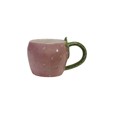 12-Ounce Hand-Painted Dolomite Strawberry Shaped Mug Set
