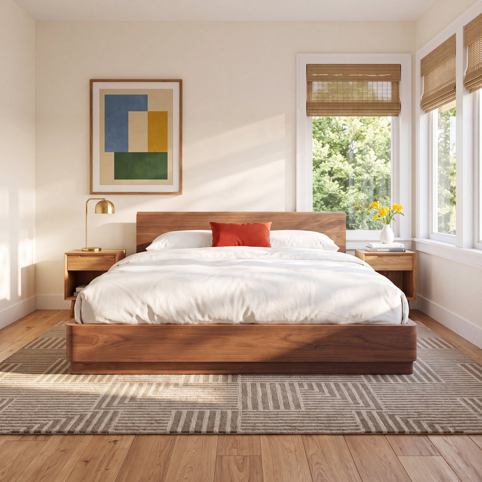Mille Platform Bed, King, Walnut