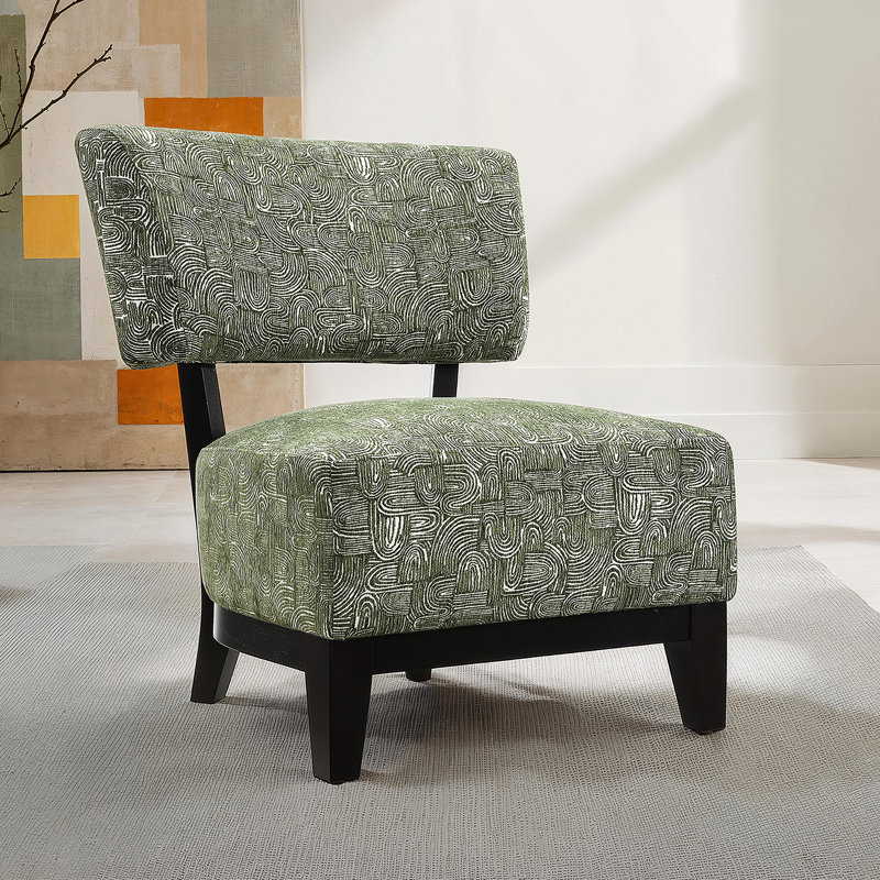 Fauteuil d'appoint rembourré avec dossier incliné Swirle, Vert