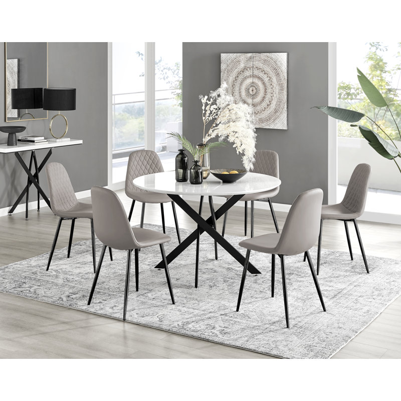 6 - Person Dining Set, Cappuccino/Black